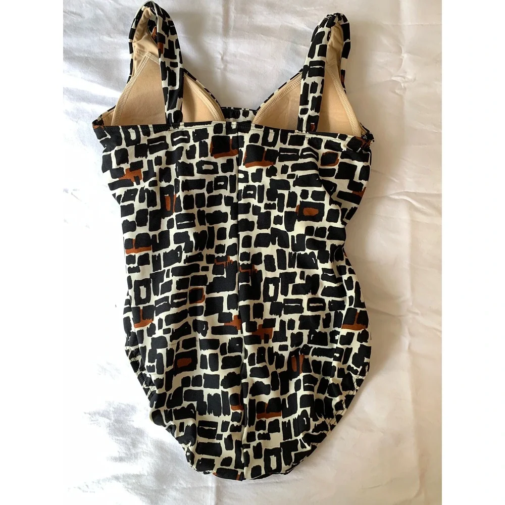 Lands End Slender Suit Grecian Adjustable Geometric One Piece Bathing Suit / 12P